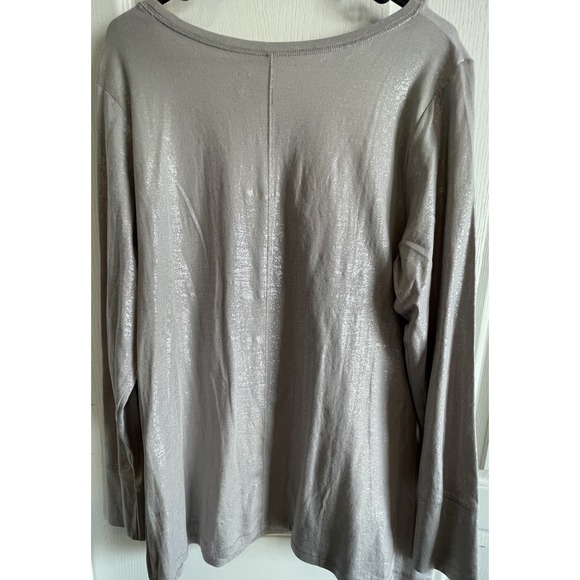a.n.a. Long Sleeve Grey Crewneck with Silver Sparkling Flakes Size 1X - Picture 4 of 11